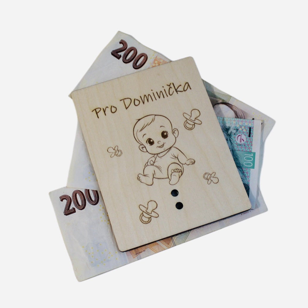 Dřevěná destička na peníze Pro Miminko