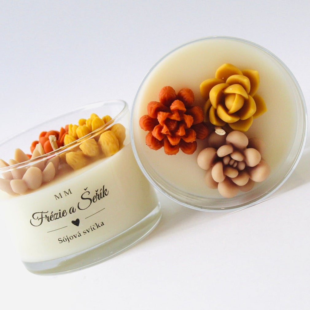 Sójová svíčka Frézie a Šeřík